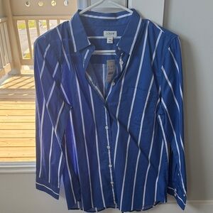 J. Crew Navy and White Striped Shirt